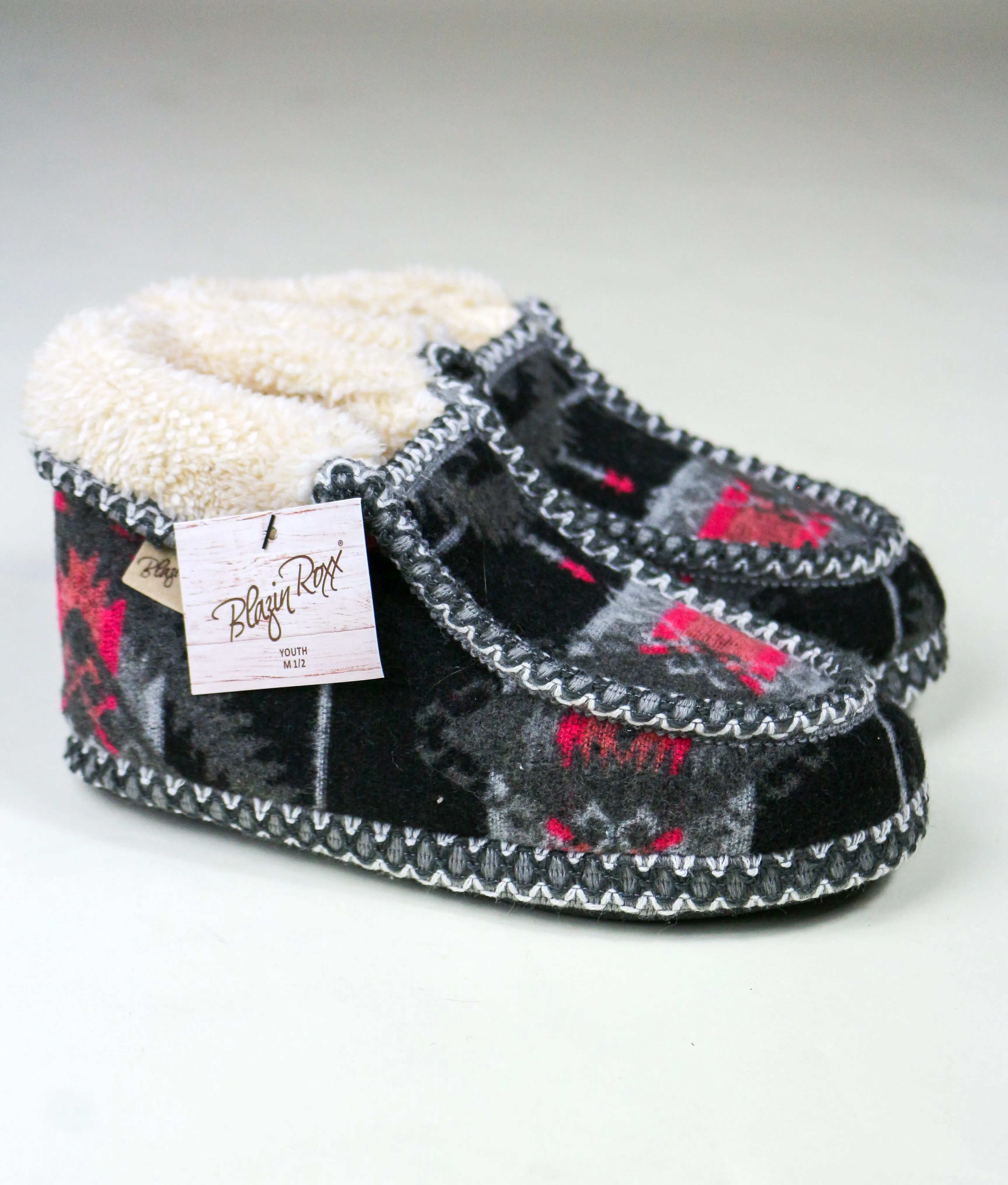 Blazin Roxx Black & Pink Western Girl's Slippers