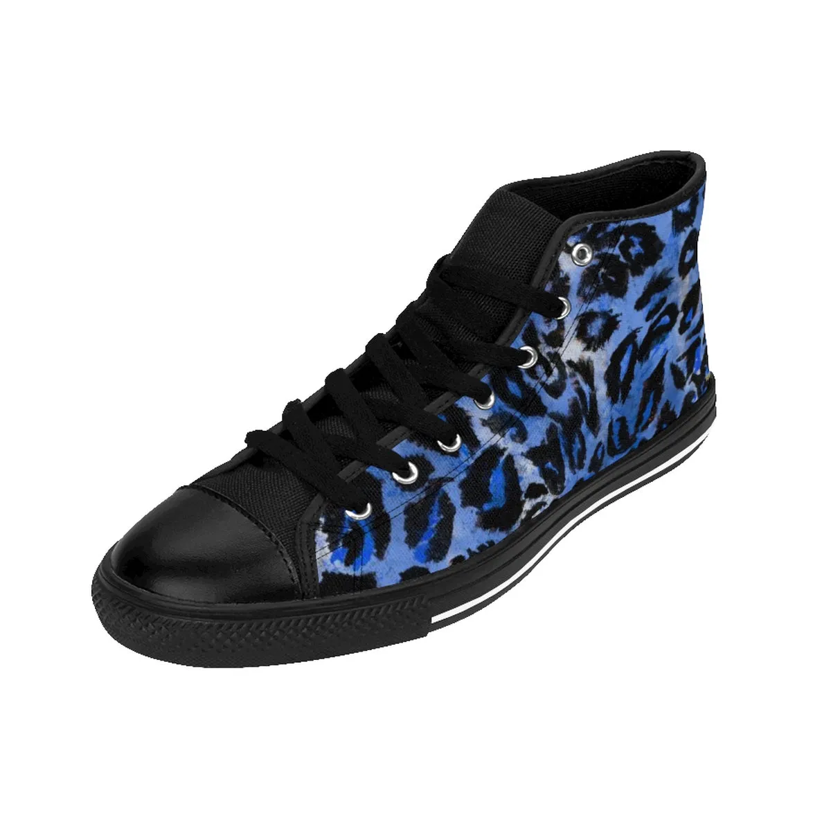 Blue Leopard Men's Sneakers, Animal Print Best  High-top Fashion Running Tennis Shoes