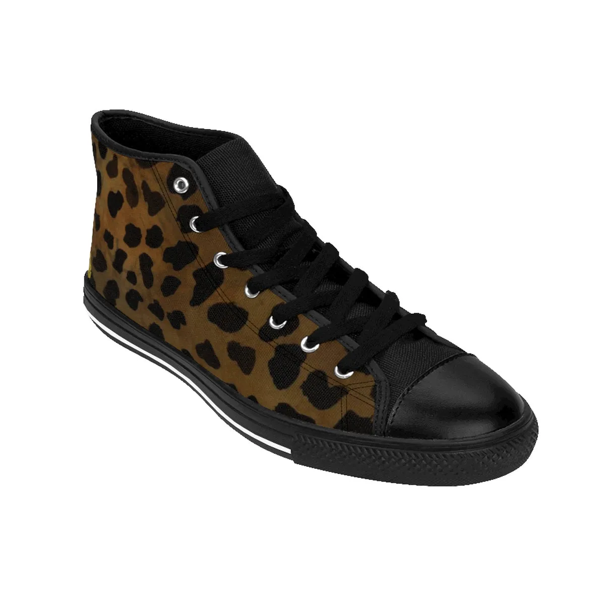 Brown Leopard Print Men's Sneakers, Best Designer High-top Fashion Lace Up Fashion Tennis Shoes