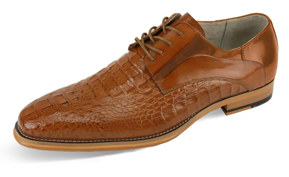 Cognac men's lace-up shoes genuine leather