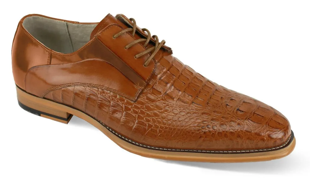 Cognac men's lace-up shoes genuine leather