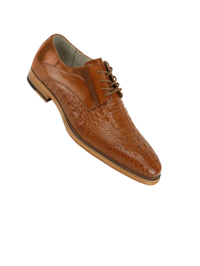 Cognac men's lace-up shoes genuine leather