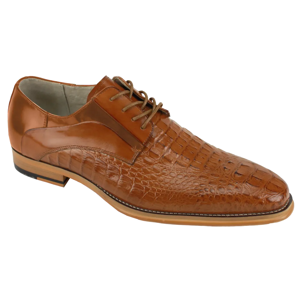 Cognac men's lace-up shoes genuine leather