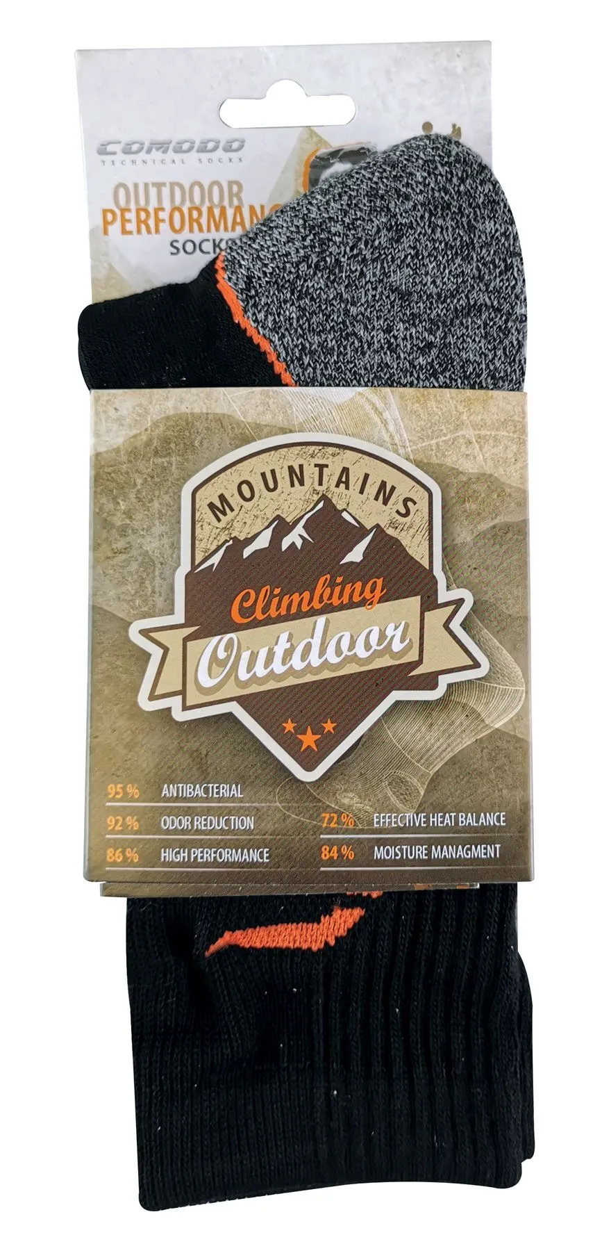 COMODO - Trekking Performance Socks (6-8 / Black - Orange)