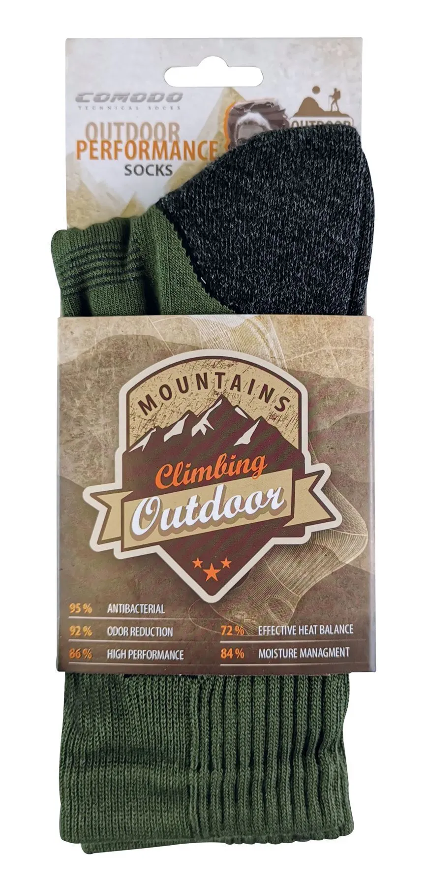 COMODO - Trekking Performance Socks (6-8 / Khaki Green - Black)