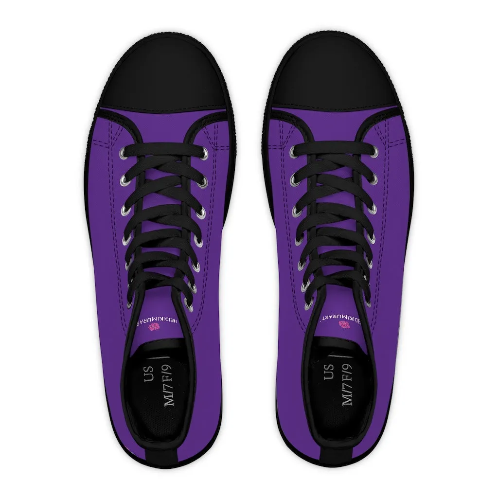 Dark Purple Ladies' High Tops, Solid Purple Color Best Women's High Top Sneakers Canvas Tennis Shoes