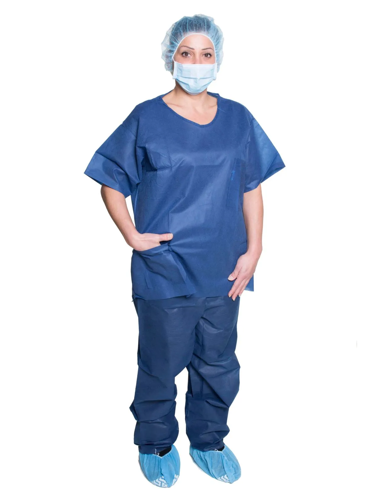 Disposable Scrub Pants for Inmate Transfer - Dark Blue