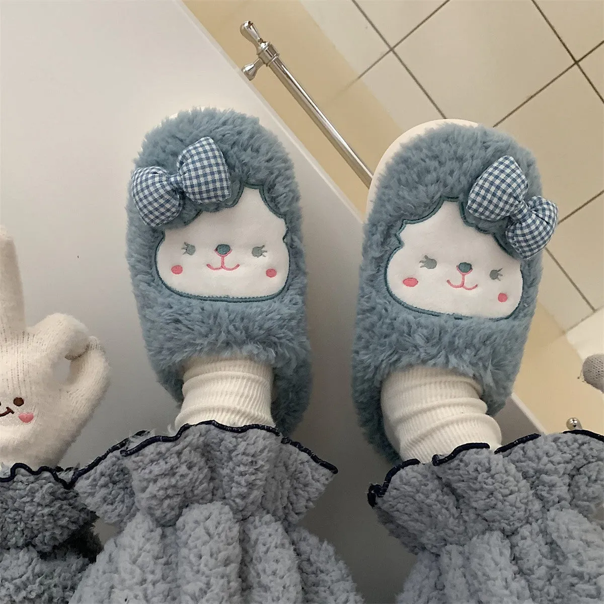 Fuzzy Animal Slippers for Girls