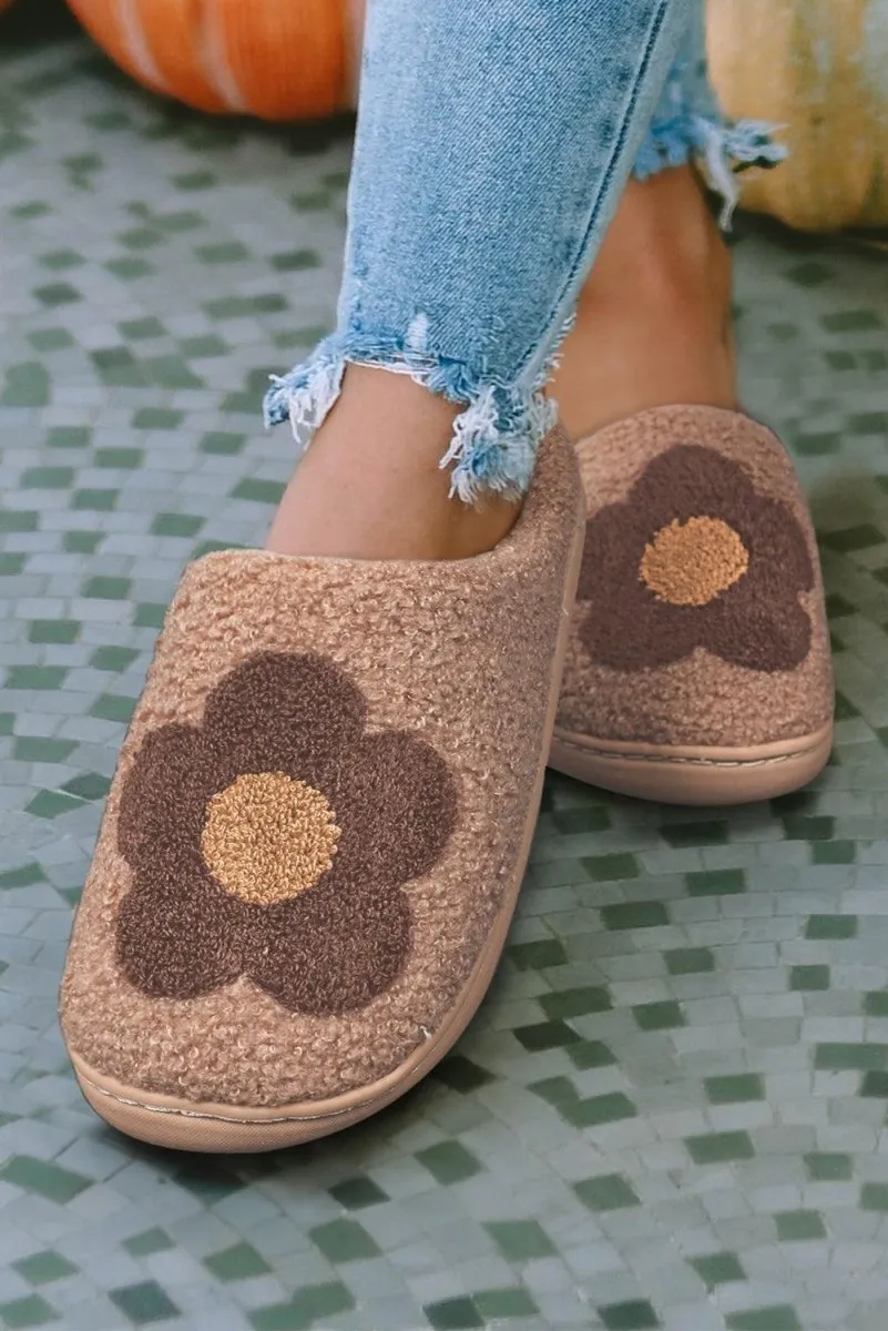 Fuzzy Flower House Slippers