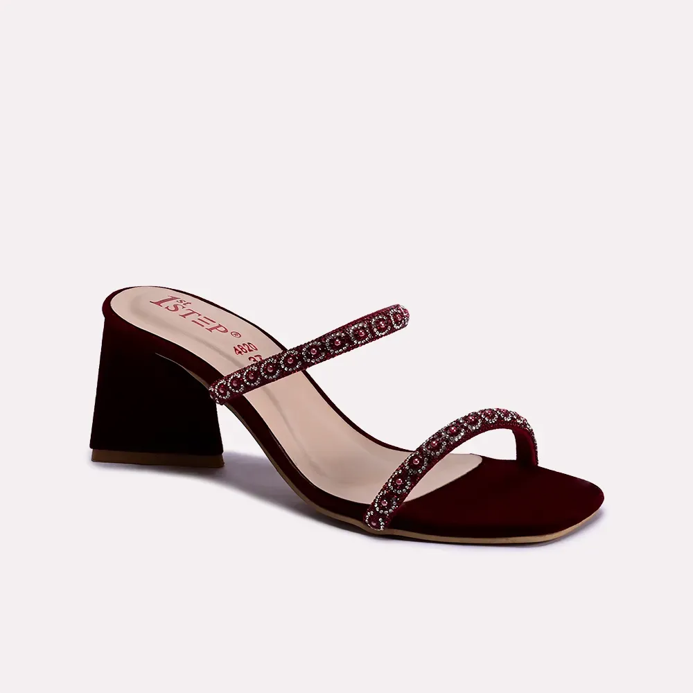 Janet Maroon Heel Slippers 0412389