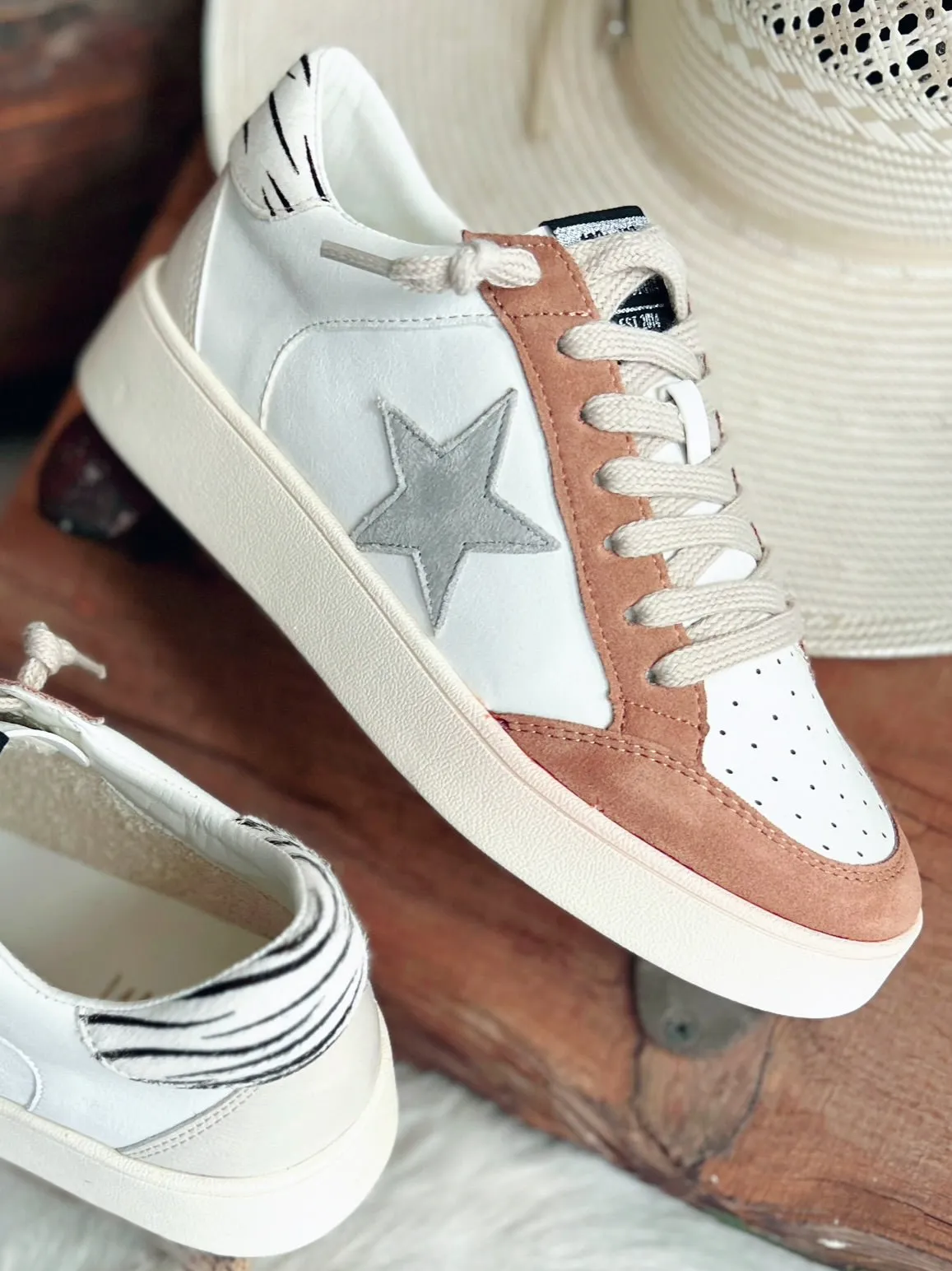 Juniper Taupe Stripe Star Sneakers