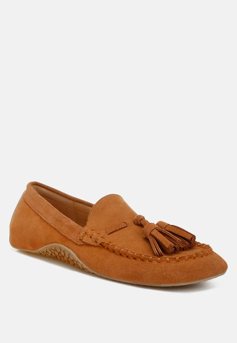 Kipstar Suede Round Toe Tassel Loafers