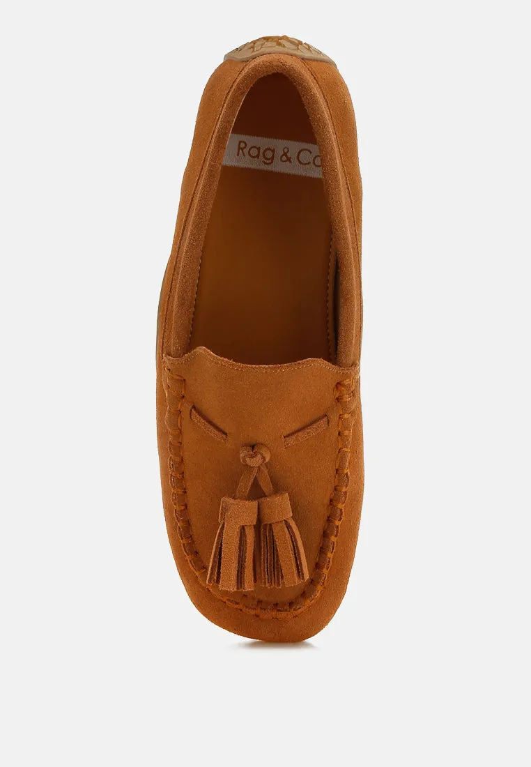 Kipstar Suede Round Toe Tassel Loafers