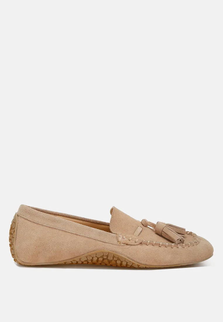 Kipstar Suede Round Toe Tassel Loafers