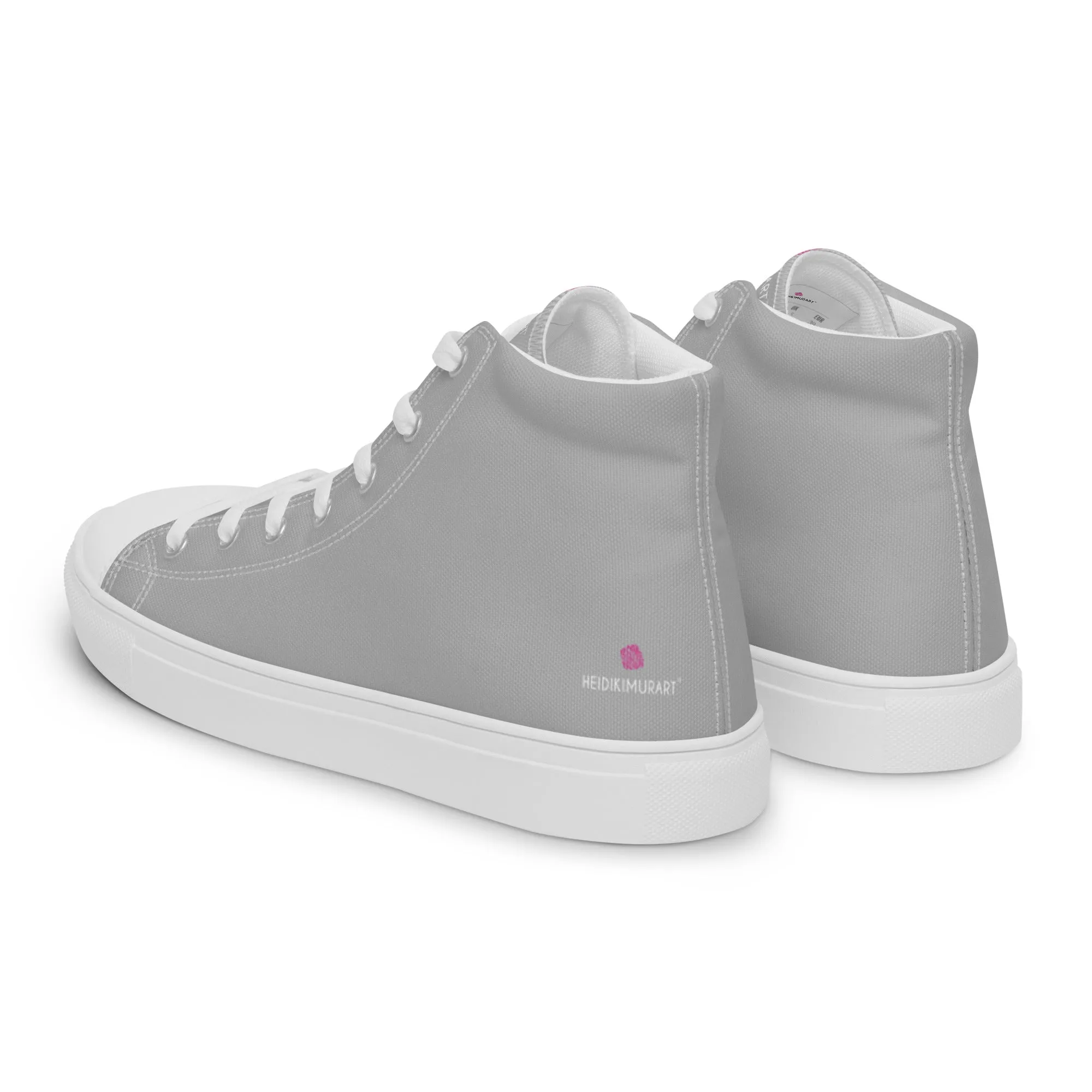 Light Grey Color Men's High Tops, Solid Light Grey Color Men’s High Top Canvas Sneaker Shoes (US Size: 5-13)