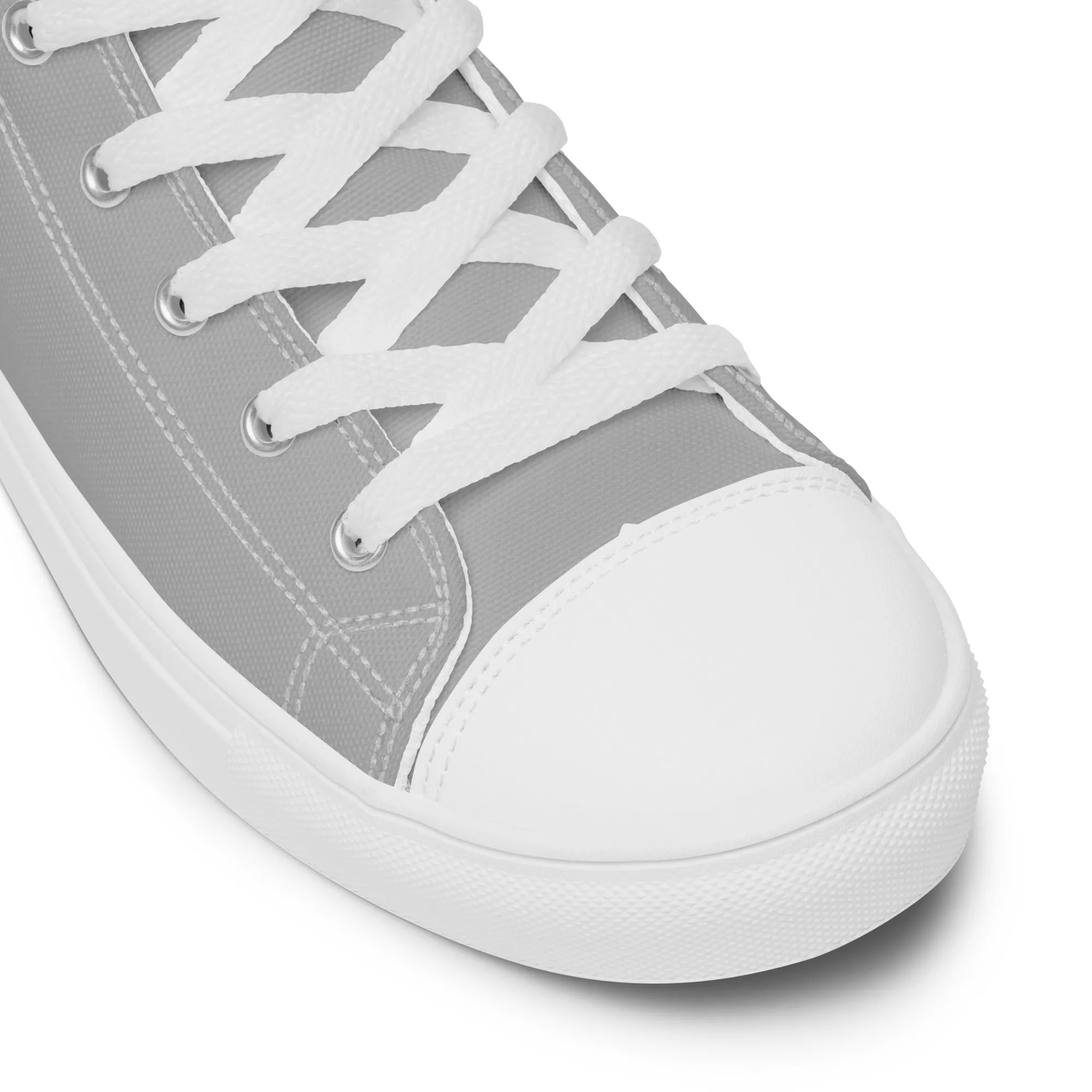 Light Grey Color Men's High Tops, Solid Light Grey Color Men’s High Top Canvas Sneaker Shoes (US Size: 5-13)