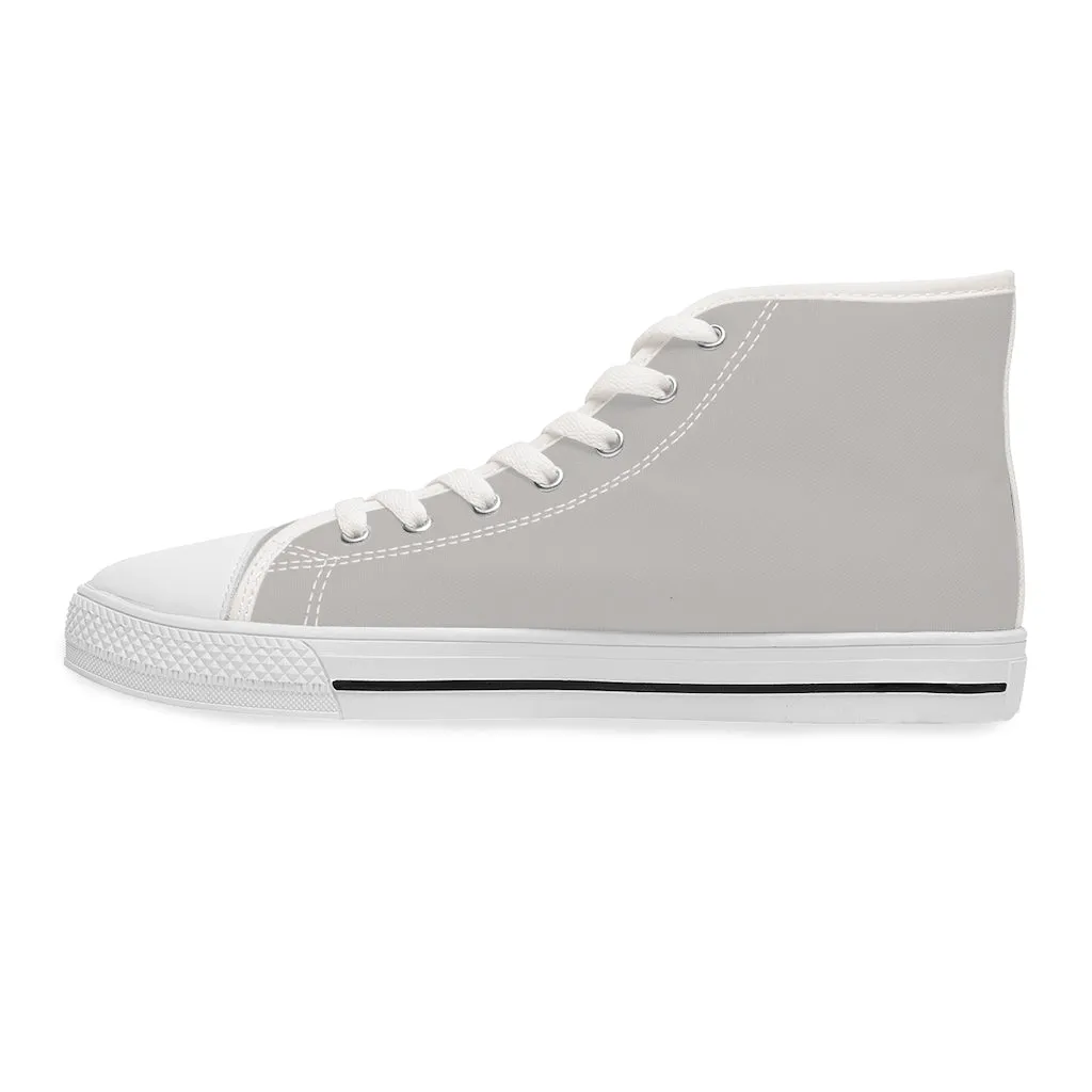 Light Grey Ladies' High Tops, Solid Color Best Women's High Top Sneakers Fashion Tennis Shoes