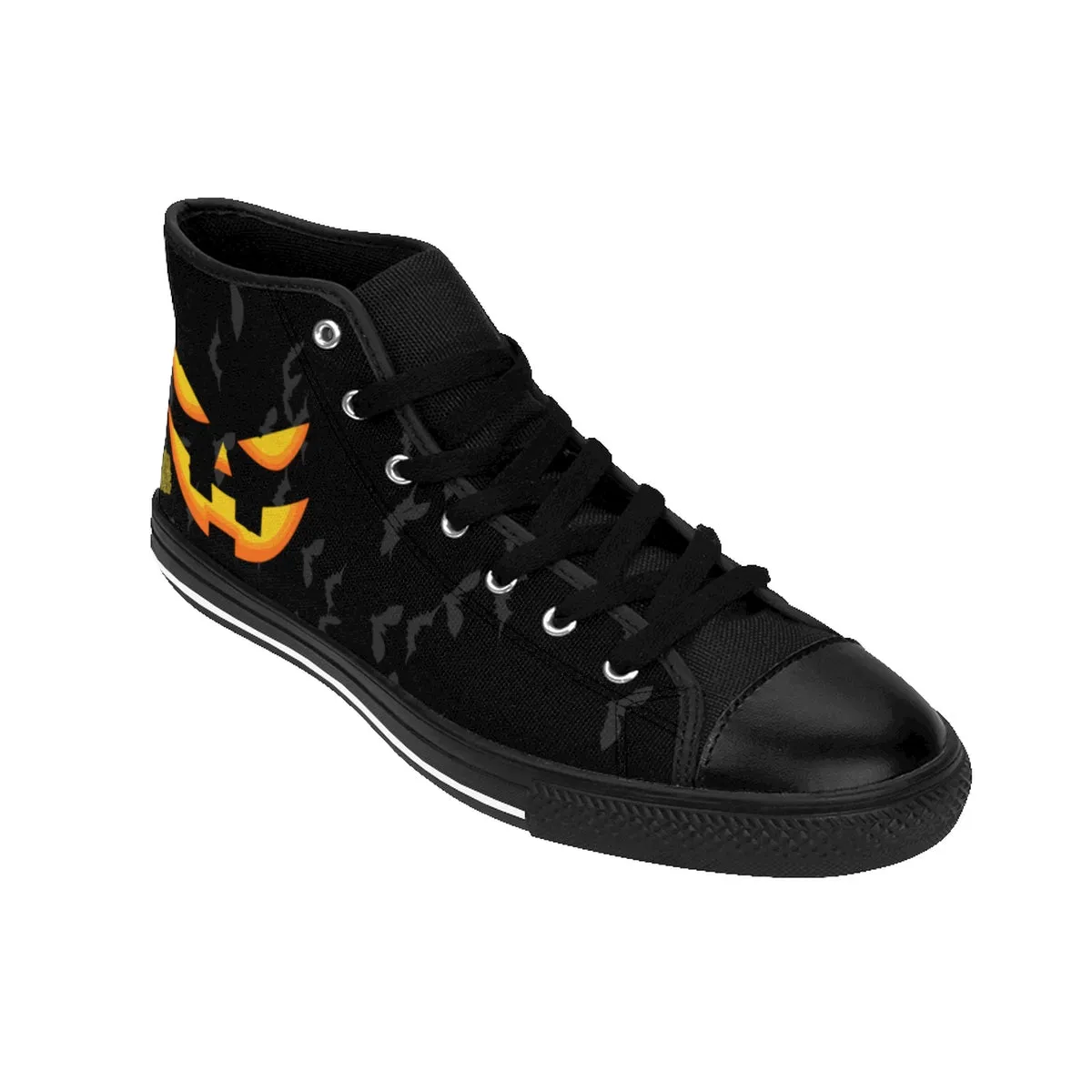 Men's Halloween Sneakers, Party Bats Orange Creepy Pumpkin Face Men's High-Top Sneakers