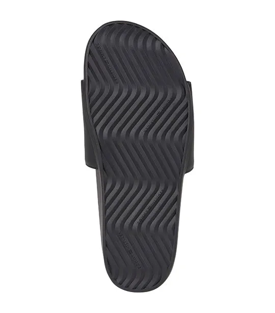 Men's Rubber Patch Leather Sandal Black