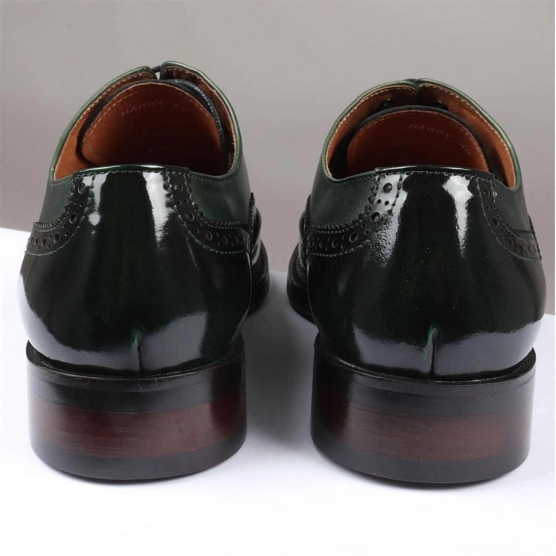 Men's Shoes Green Patent Leather Lace Up Brogue Formal Dress Shoe