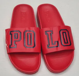 Nwt Polo Ralph Lauren Red Polo Spellout Slides w/o Box