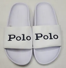 Nwt Polo Ralph Lauren White Polo Spellout Slides w/o Box