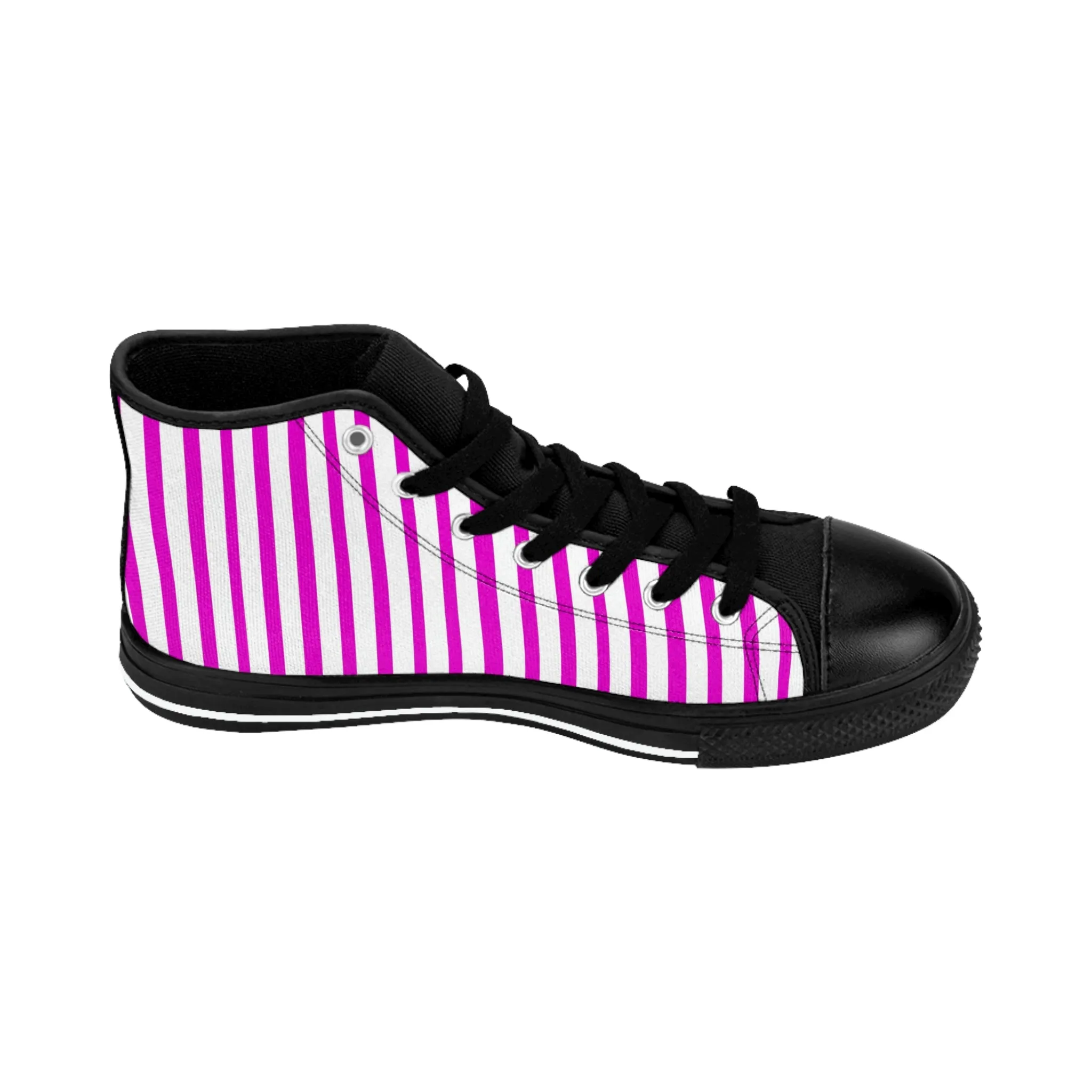 Pink White Striped Men's Sneakers, Modern Stripes Men's Designer Tennis Running Shoes (US Size: 6-14)