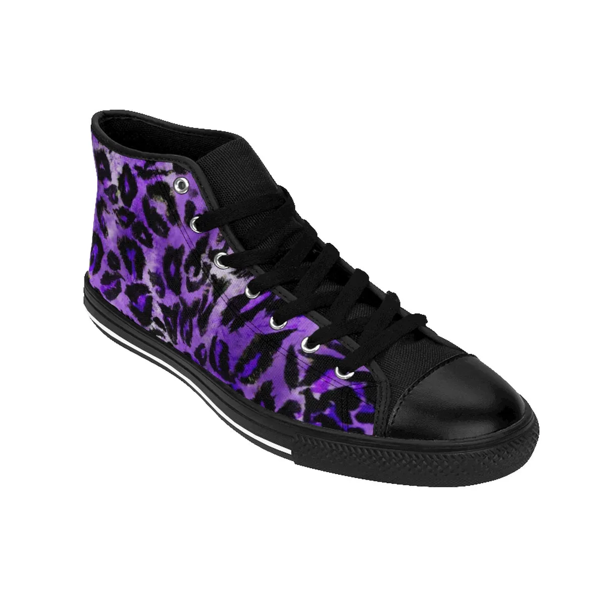 Purple Leopard Men's High Top, Animal Print Premium Men's High-top Fashion Sneakers Shoes (US Size: 6-14)