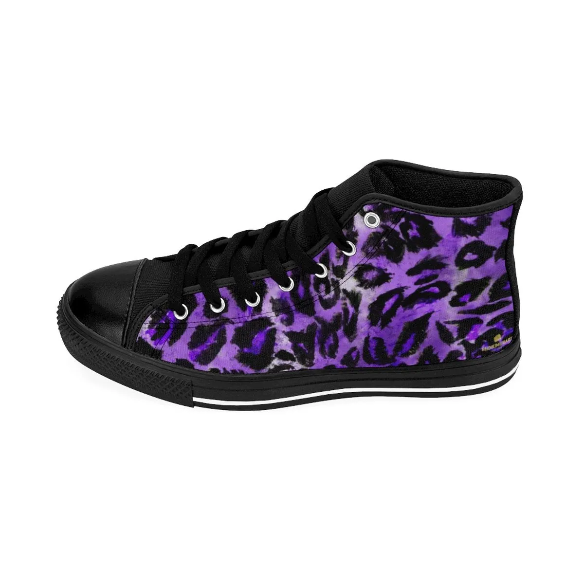 Purple Leopard Men's High Top, Animal Print Premium Men's High-top Fashion Sneakers Shoes (US Size: 6-14)