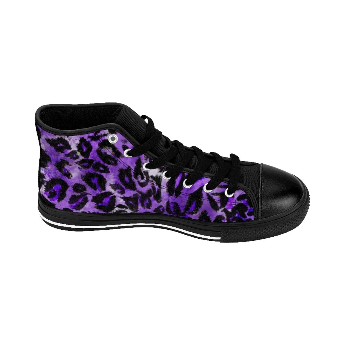 Purple Leopard Men's High Top, Animal Print Premium Men's High-top Fashion Sneakers Shoes (US Size: 6-14)