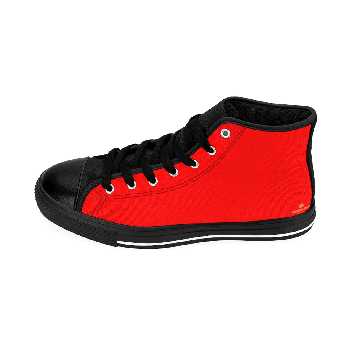 Red Hot Men's Sneakers, Best Solid Color Print Premium Men's High-top Fashion Sneakers, Casual Shoes