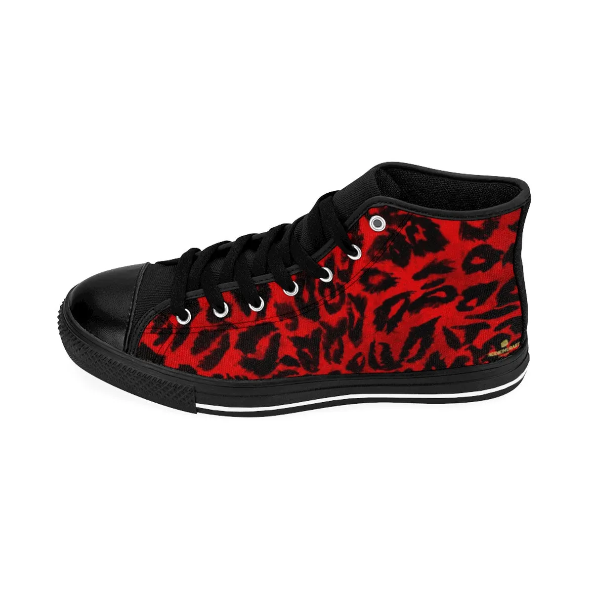 Red Leopard Men's Sneakers, Leopard Animal Print Premium High-top Fashion Sneakers Best Shoes