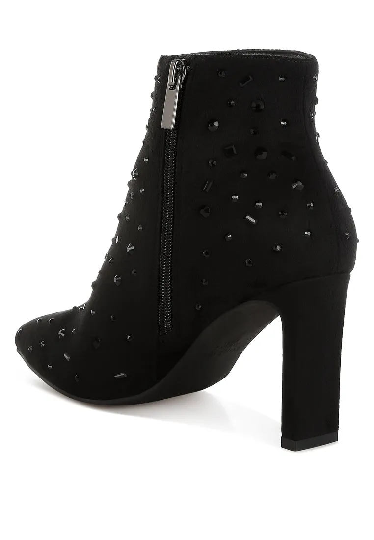 Sakura Diamante Embellished Microfiber Boots