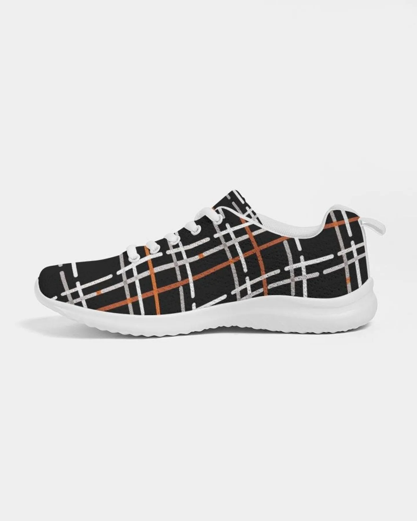 Uniquely You Womens Sneakers - Canvas Running Shoes, Black Plaid Print