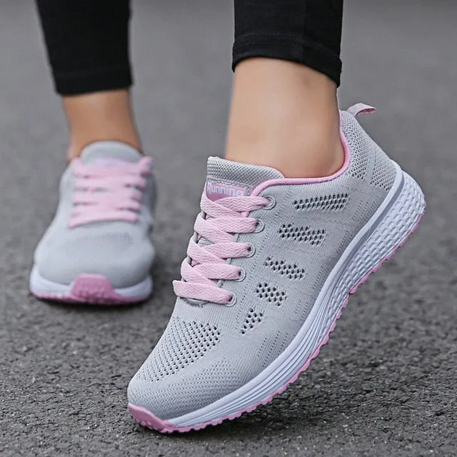 Women Casual Shoes | Fashion Breathable | Walking Mesh Flat | Gym Sneakers Women | Vulcanized Shoes White Female Footwear