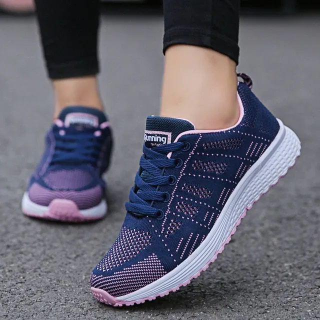 Women Casual Shoes | Fashion Breathable | Walking Mesh Flat | Gym Sneakers Women | Vulcanized Shoes White Female Footwear