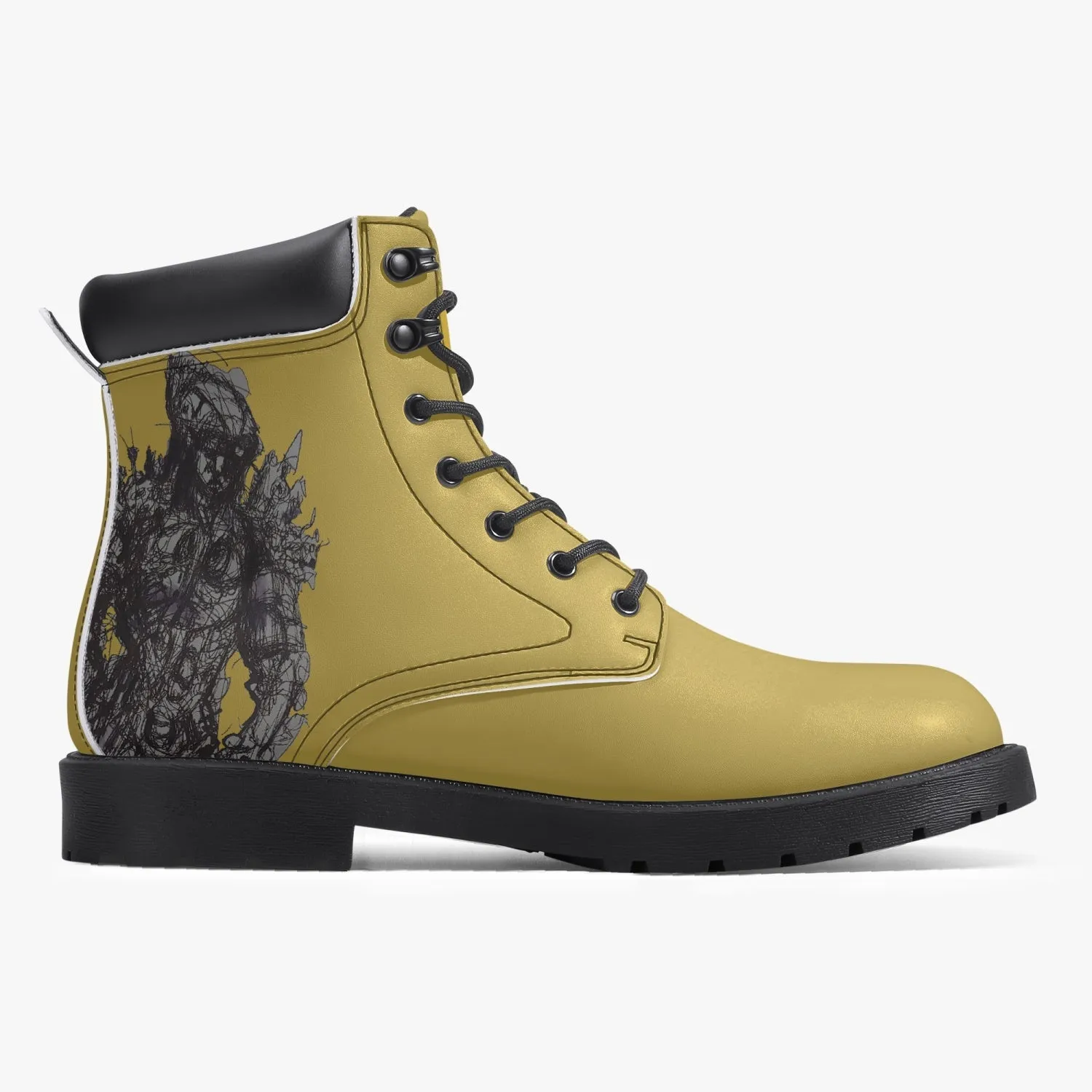 Yellow Casual Leather Boots